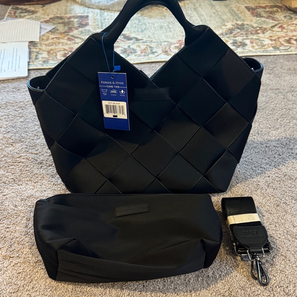 Parker & Hyde Black Woven Tote Bag NWT